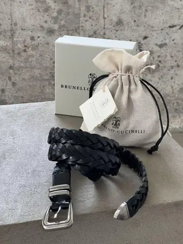 BRUNELLO CUCINELLI 가죽 벨트 레이스업 125cm 블랙