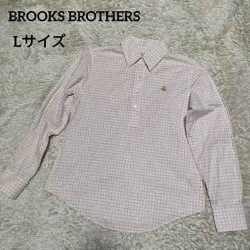 BROOKS BROTHERS 긴팔 풀오버 셔츠 로고 자수 체크 L