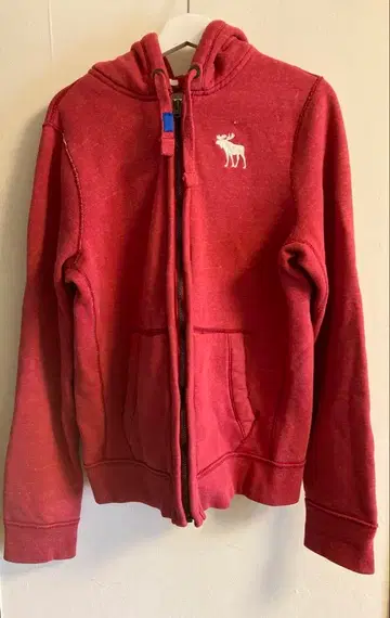 Abercrombie & Fitch 풀 집업 후드티 XL 빨간색