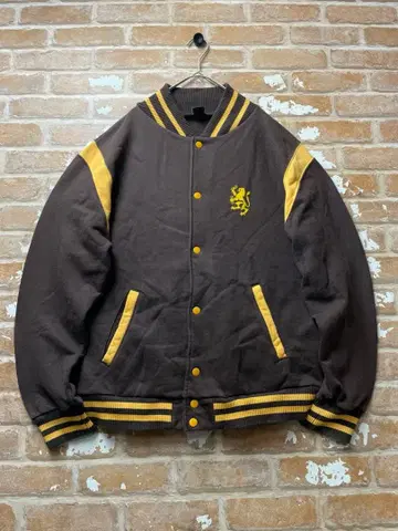 00s 바시티 자켓 y2k BROOKLYN 원포인트 브라운 자수