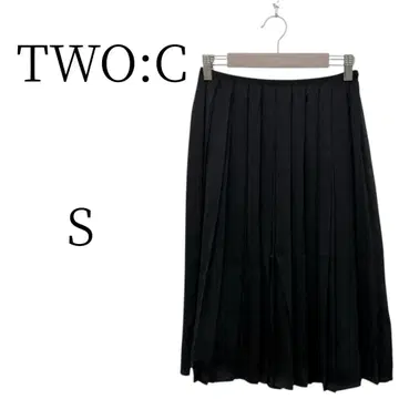 TWO:C 투씨 블랙 무릎 기장 플리츠 스커트 S