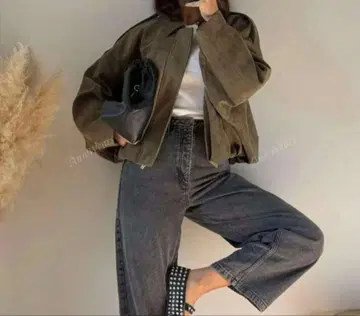 미사용 스웨이드풍 봄버 자켓 M
