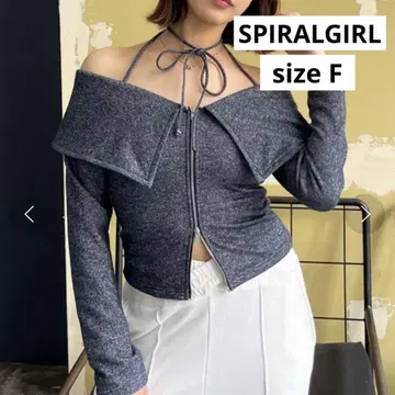 SPIRALGIRL 스파이럴걸 라메 오프숄더 네이비 긴팔