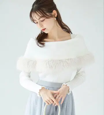 퍼 케이프 스타일 소매 프릴 리브 니트 풀오버 tocco closet
