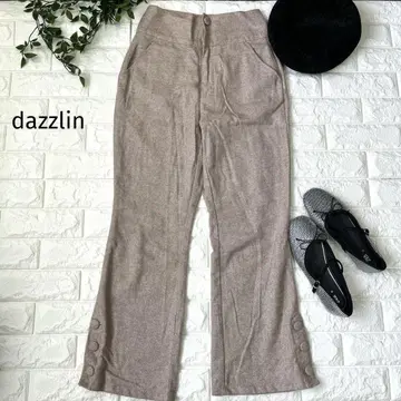 dazzlin 베이지 울 혼방 플레어 팬츠 버튼 포함 M
