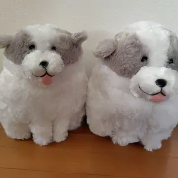 통통한 그레이트 피레니즈 퍼니 페이스 강아지 봉제 인형 2개 세트