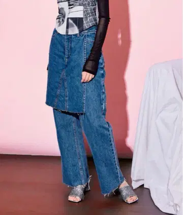 MAISON SPECIAL 레이어드 랩 데님 팬츠