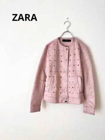 [ 새상품급 ] ZARA 자라 베이직 스웨이드 원단 멋진 자켓 핑크