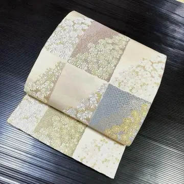순수 실크 육통 후쿠로 오비 [작은 꽃 사야가 히가키] No2867