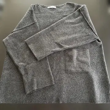 ZARA 여성용 그레이 긴팔 박스 니트 스웨터 포켓 부착