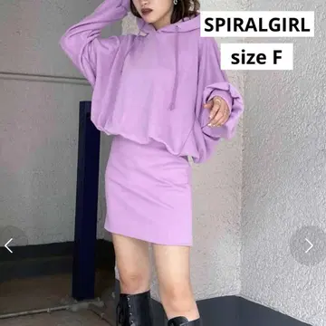 스파이럴걸 후드 맨투맨 원피스 퍼플 미니 원피스