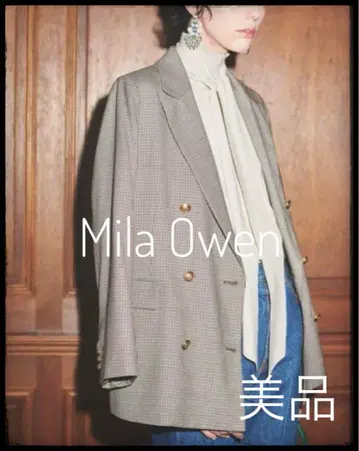Mila Owen 미라 오웬 그레이 체크 무늬 테일러드 자켓