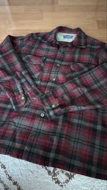 PENDLETON 60년대 보드 셔츠 빨간색 x 그레이 체크