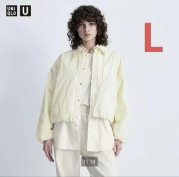 UNIQLO U 볼륨 슬리브 코쿤 블루종 화이트 L 사이즈
