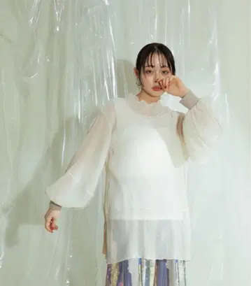 셔츠 블라우스 시어 플리츠 양류 상의