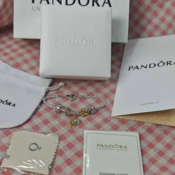 Pandora 실버 팔찌 골드 참 포함