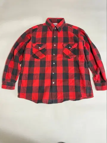 70년대 유니온 티켓 부착 Oshkosh 플란넬 셔츠 버팔로 체크