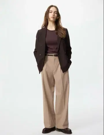 턱 와이드 팬츠 베이지 유니클로 XS uniqlo 새상품