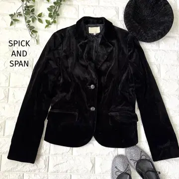 SPICK AND SPAN 블랙 벨벳 싱글 브레스 자켓 38