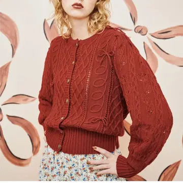 Poppy 뱅글뱅글 리본 니트 가디건