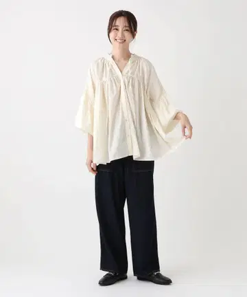 애프터눈 티 코튼 보일 프릴 블라우스