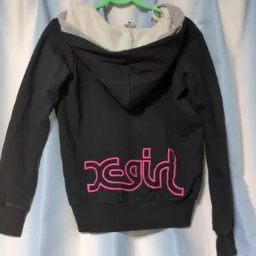 xgirl 후드 부착 후드티 블랙