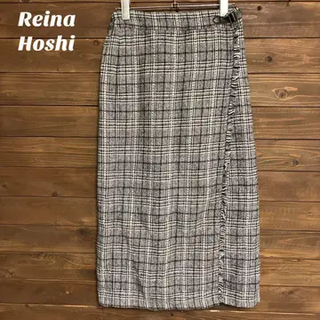 [ REINA HOSHI ] 체크 무늬 롱 스커트 하운드투스 M