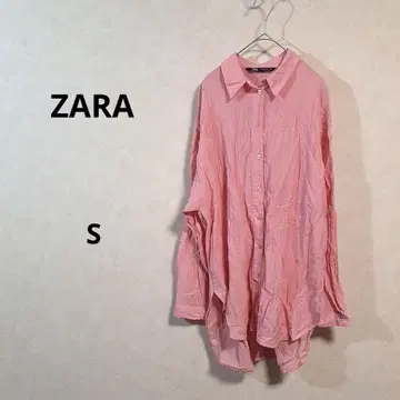 ZARA 자라 핑크 긴팔 셔츠 롱 기장 S /102