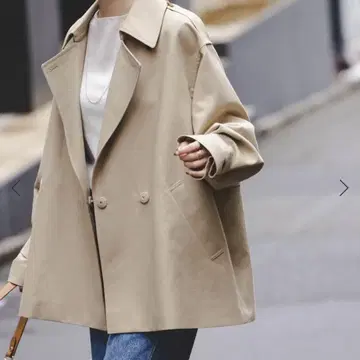 NOBLE 코튼 더블 크로스 하프 코트 베이지 36 사이즈