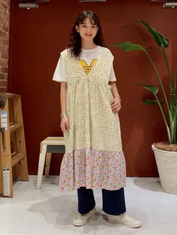 BEAMS BOY 리버티 클레이지 에이프런 원피스