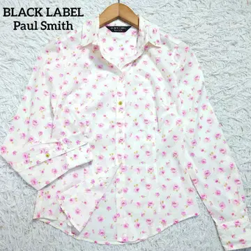 폴스미스 블랙 라벨 셔츠 블라우스 얇은 소재 화이트 꽃무늬 핑크 40