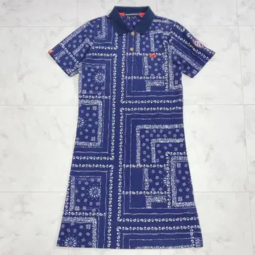 ROSASEN 폴로 셔츠 원피스 올 패턴 네이비 반다나 패턴 S 골프