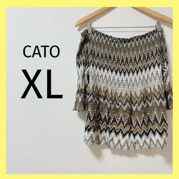 9 CATO XL 지그재그 패턴 5부 소매 상의 보더