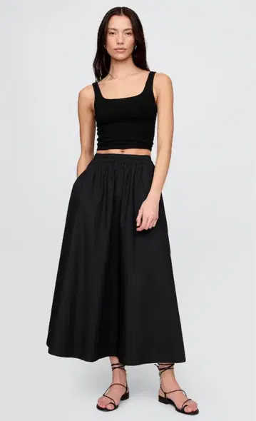 GAP 포플린 맥시 스커트 M 츠즈리사상 애용