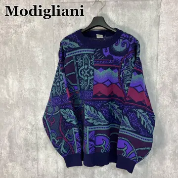 Modigliani vintage 총 패턴 니트 스웨터 L 구제 의류