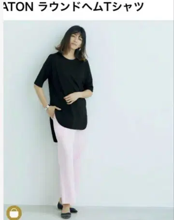 ATON 라운드 헴 5부 소매 셔츠 2장 세트 블랙 화이트