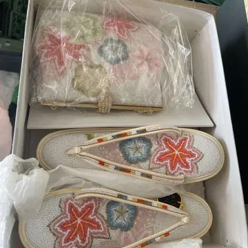 꽃무늬 조리와 비즈 백 세트