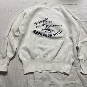 P.M.C 양면 V 맨투맨 M 화이트 피싱 빈티지 복각