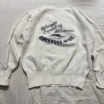 P.M.C 양면 V 맨투맨 M 화이트 피싱 빈티지 복각