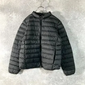 무인양품 다운 자켓 긴팔 블랙 무지 나일론 페더