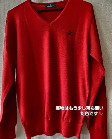 Munsingwear 빨간색 V넥 니트 스웨터 M