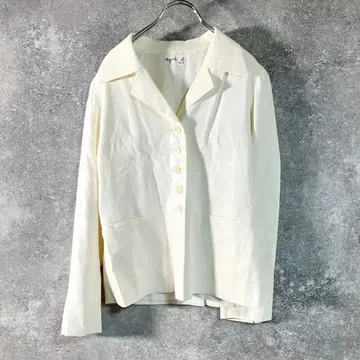 agnes b 캐주얼 자켓 긴팔 아이보리 무지 싱글 버튼