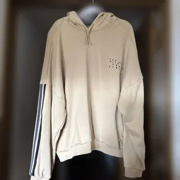 adidas 아디다스 베이지 후드 부착 후드티 사이드 스트라이프