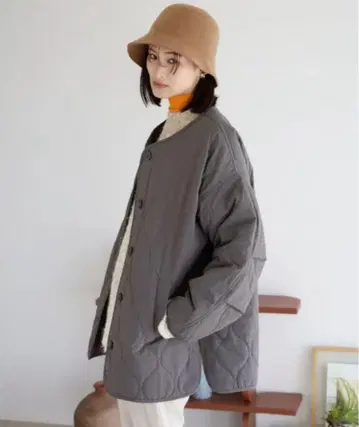 LOWRYS FARM 퀼팅 블루종 차콜 그레이