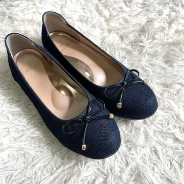 footsuki 23cm 데님 리본 플랫슈즈 발레 슈즈