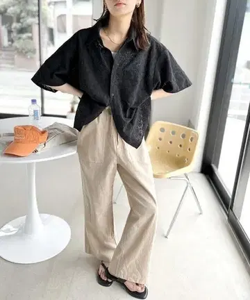 JaVa 자바 레트로 패턴 레이스 가슴 포켓 셔츠