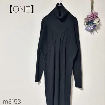 오즈모시스 레이어드 니트 풀오버 울 혼방 롱 기장 블랙 [ F ]