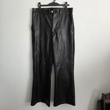 TAUPE / WAVE CUT LEATHER PANTS 3