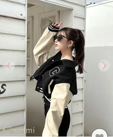 셰리미 cheri mi 로고 와펜 바시티 자켓 남은 1개