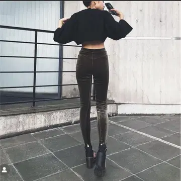 juemi 블랙 벨로아 팬츠 사이즈 F